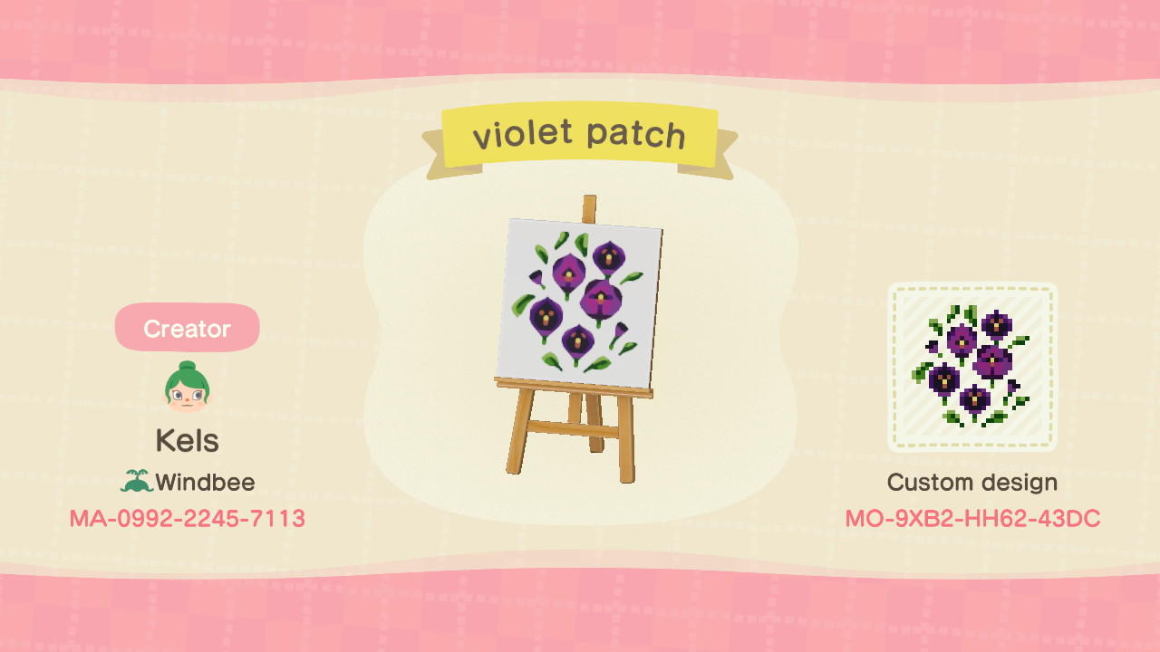 Animal Crossing Design Code: MO-9XB2-HH62-43DC violet patch