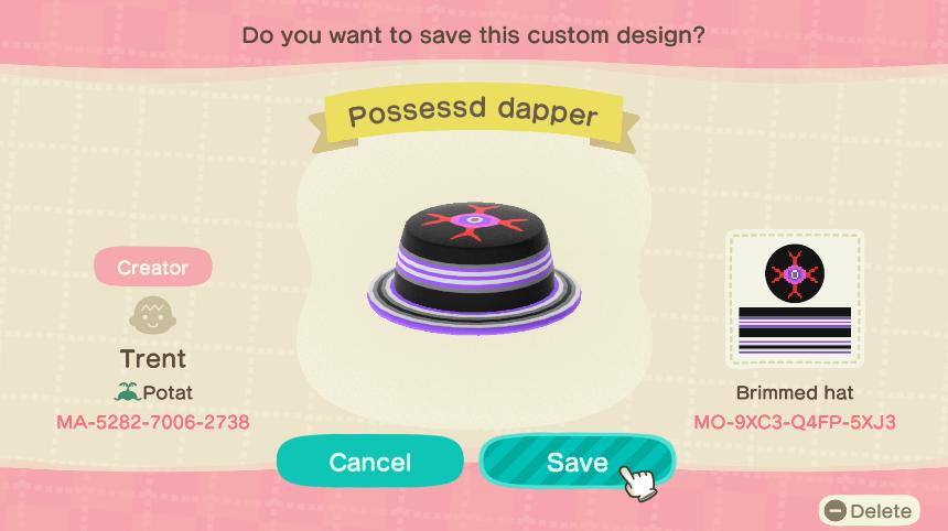 Animal Crossing Design Code: MO-9XC3-Q4FP-5XJ3 Possessd dapper