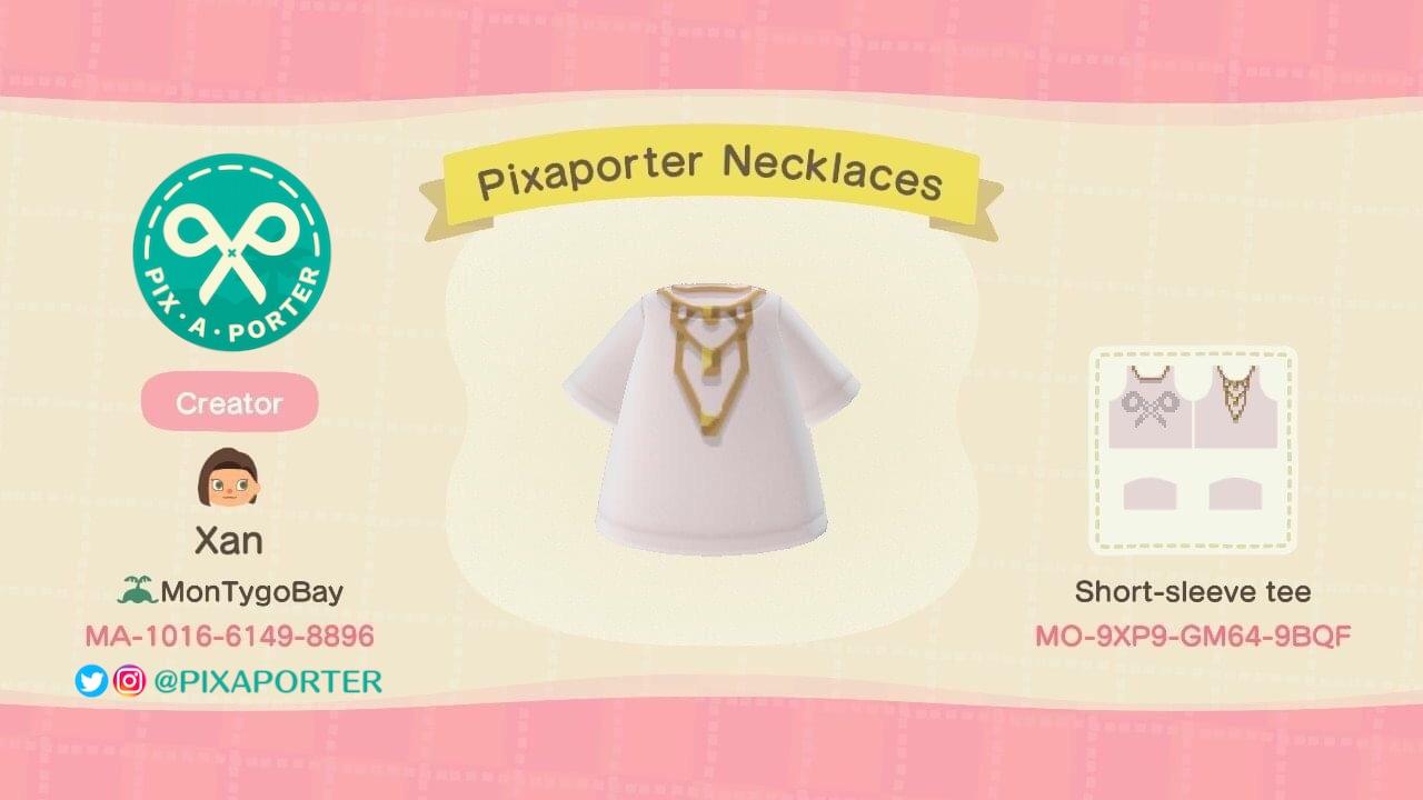 Animal Crossing Design Code: MO-9XP9-GM64-9BQF Pixaporter Necklaces