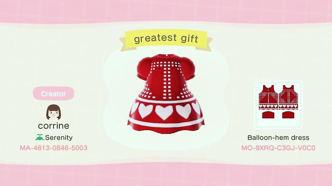 Animal Crossing Design Code: MO-9XRQ-C3GJ-V0C0 Greatest gift