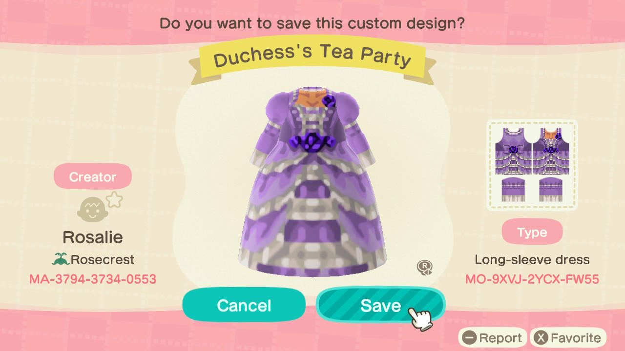 Animal Crossing Design Code: MO-9XVJ-2YCX-FW55 Duchess’ Tea Party