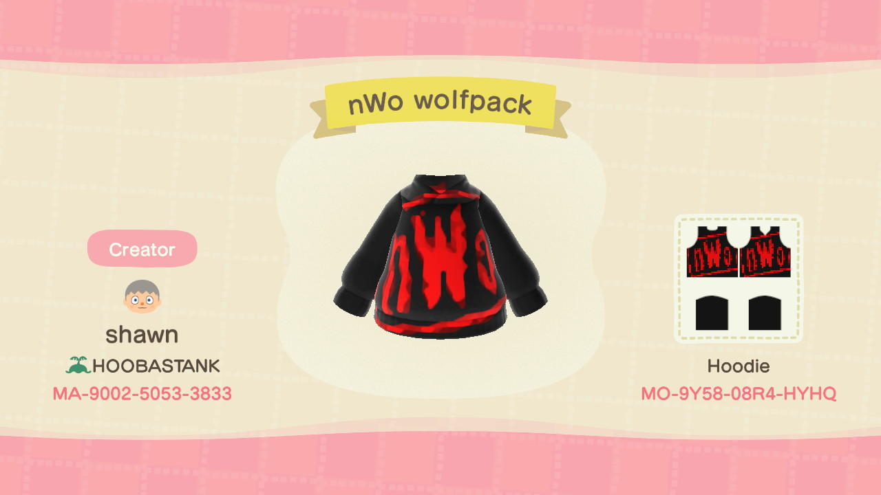 Animal Crossing Design Code: MO-9Y58-08R4-HYHQ nWo wolfpack