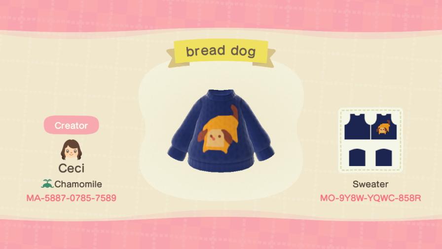 Animal Crossing Design Code: MO-9Y8W-YQWC-858R bread dog