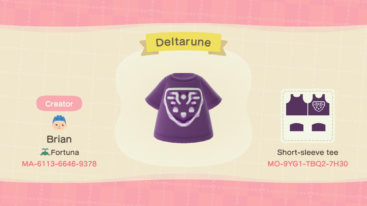 Animal Crossing Design Code: MO-9YG1-TBQ2-7H30 Deltarune