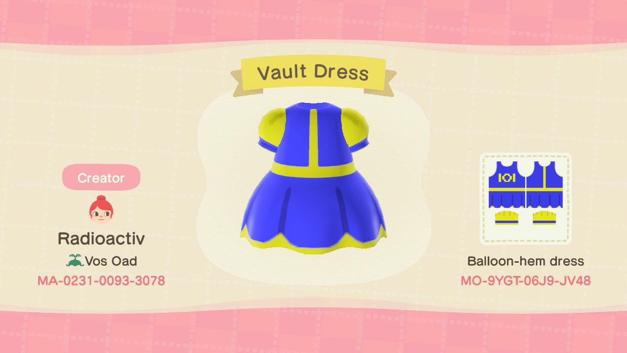 Animal Crossing Design Code: MO-9YGT-06J9-JV48 Vault 101 Dress