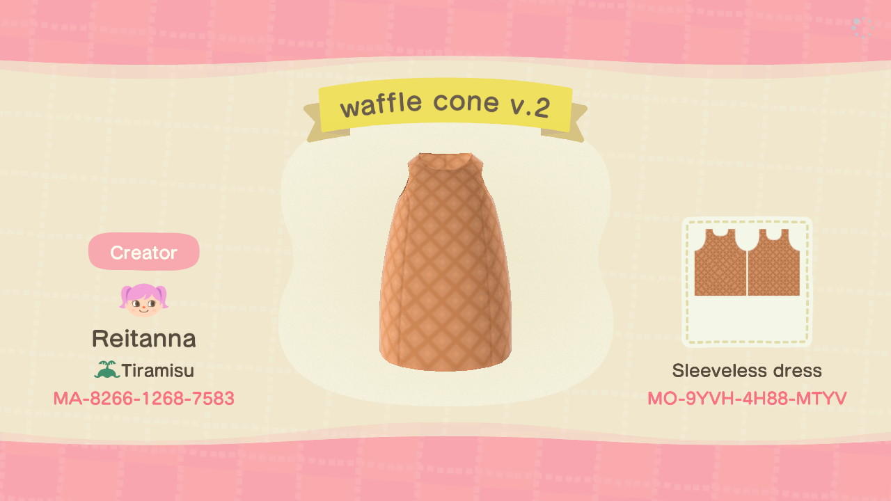 Animal Crossing Design Code: MO-9YVH-4H88-MTYV waffle cone (ver. 2)