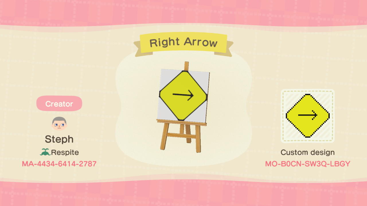Animal Crossing Design Code: MO-B0CN-SW3Q-LBGY Right Arrow