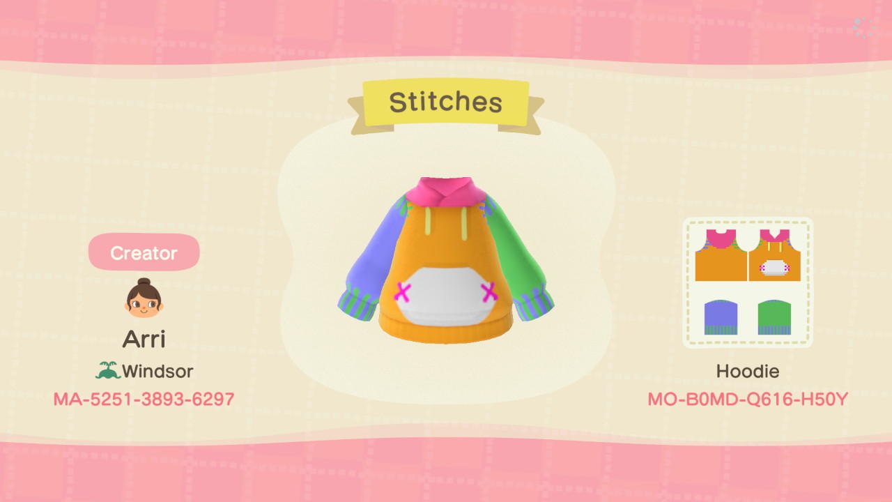 Animal Crossing Design Code: MO-B0MD-Q616-H50Y Stitches