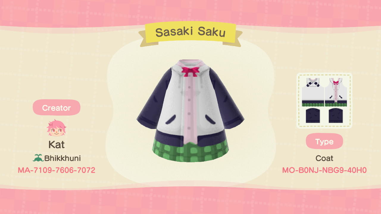 Animal Crossing Design Code: MO-B0NJ-NBG9-40H0 Sasaki Saku