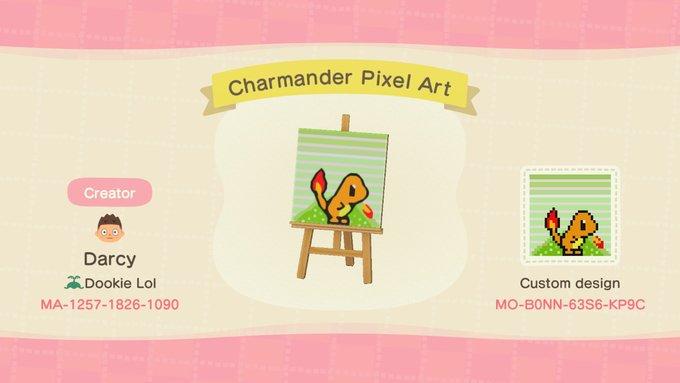 Animal Crossing Design Code: MO-B0NN-63S6-KP9C Charmander Pixel Art