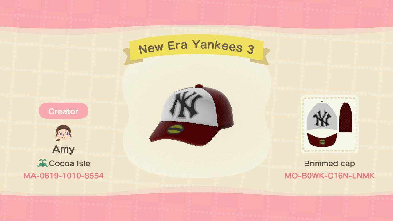 Animal Crossing Design Code: MO-B0WK-C16N-LNMK New Era Yankees 3