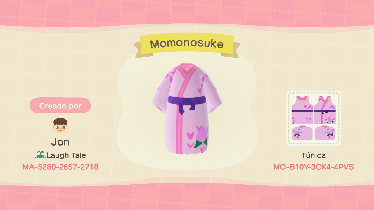 Animal Crossing Design Code: MO-B10Y-3CK4-4PVS Momonosuke One Piece