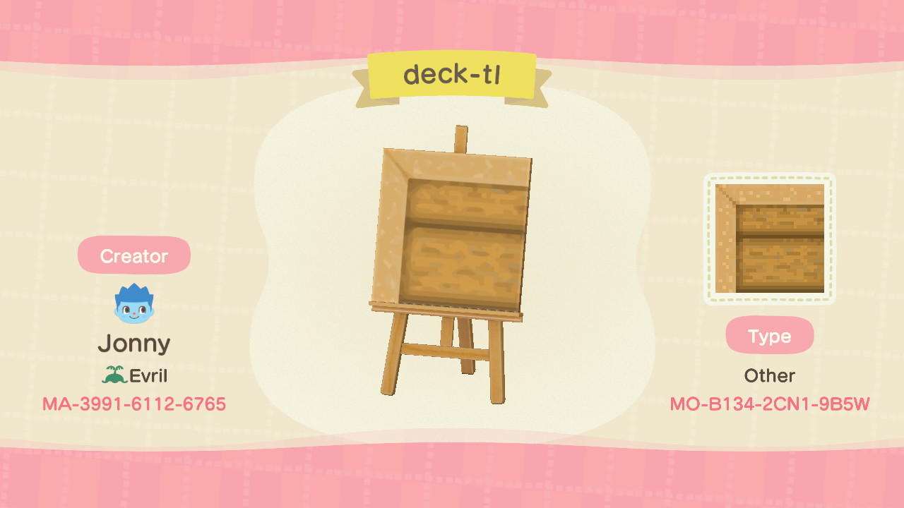Animal Crossing Design Code: MO-B134-2CN1-9B5W Wooden Decking