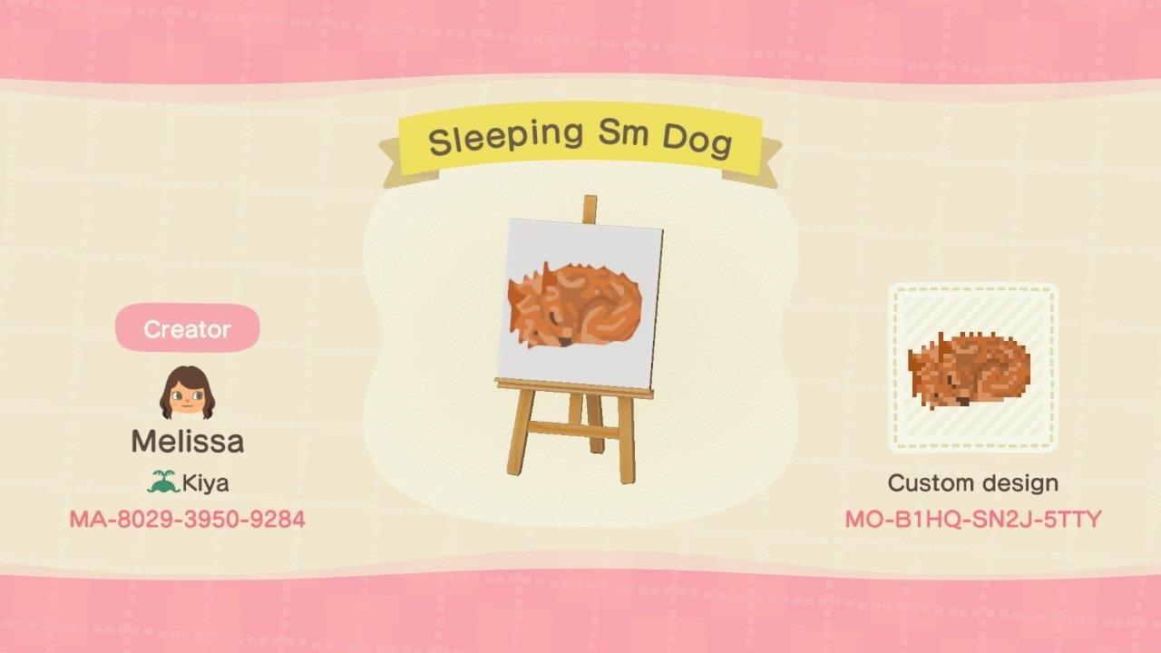 Animal Crossing Design Code: MO-B1HQ-SN2J-5TTY Sleeping SM Dog