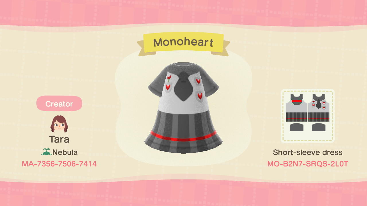 Animal Crossing Design Code: MO-B2N7-SRQS-2L0T Monoheart