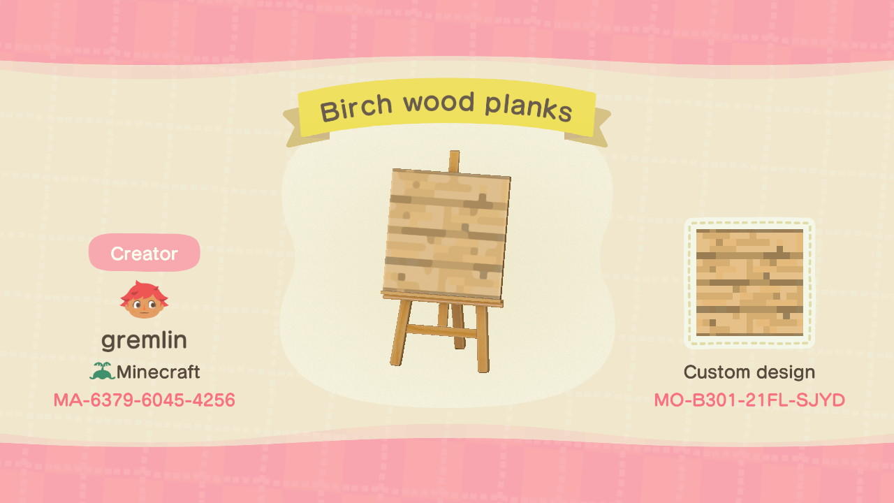 Animal Crossing Design Code: MO-B301-21FL-SJYD Birch wood planks