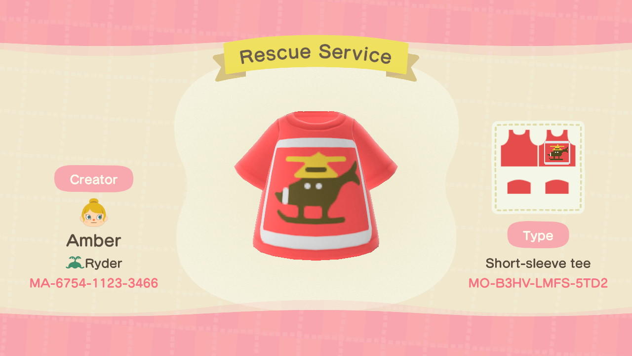 Animal Crossing Design Code: MO-B3HV-LMFS-5TD2 Rescue Service App