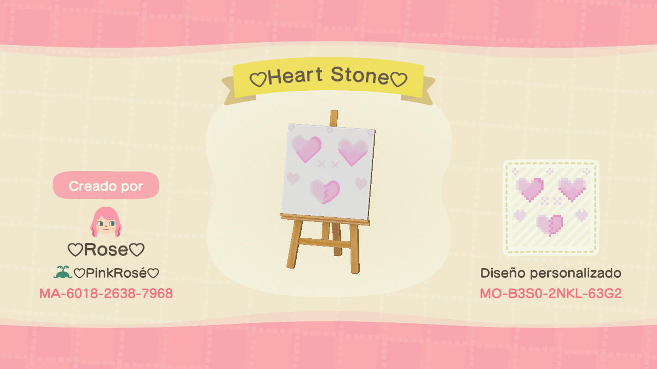 Animal Crossing Design Code: MO-B3S0-2NKL-63G2 Heart Stone Floor