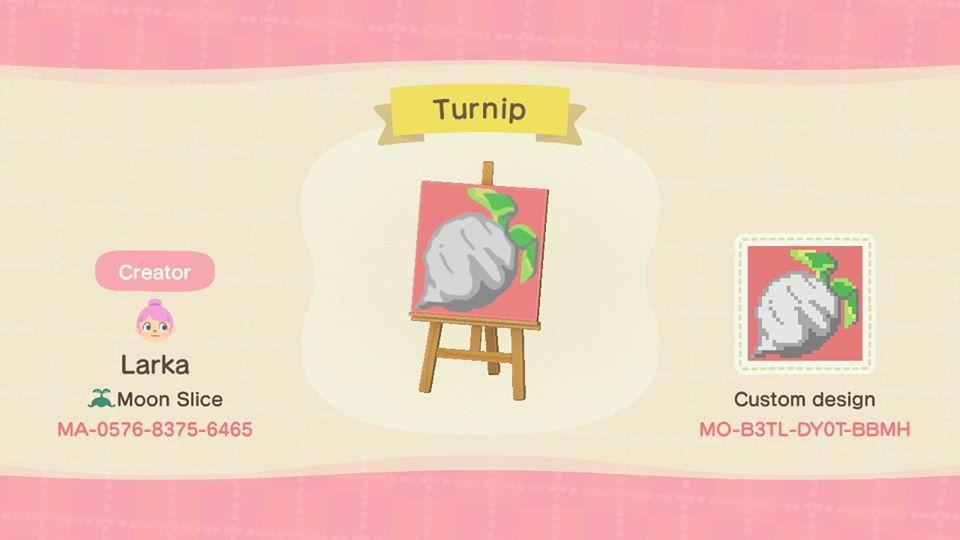 Animal Crossing Design Code: MO-B3TL-DY0T-BBMH Turnips