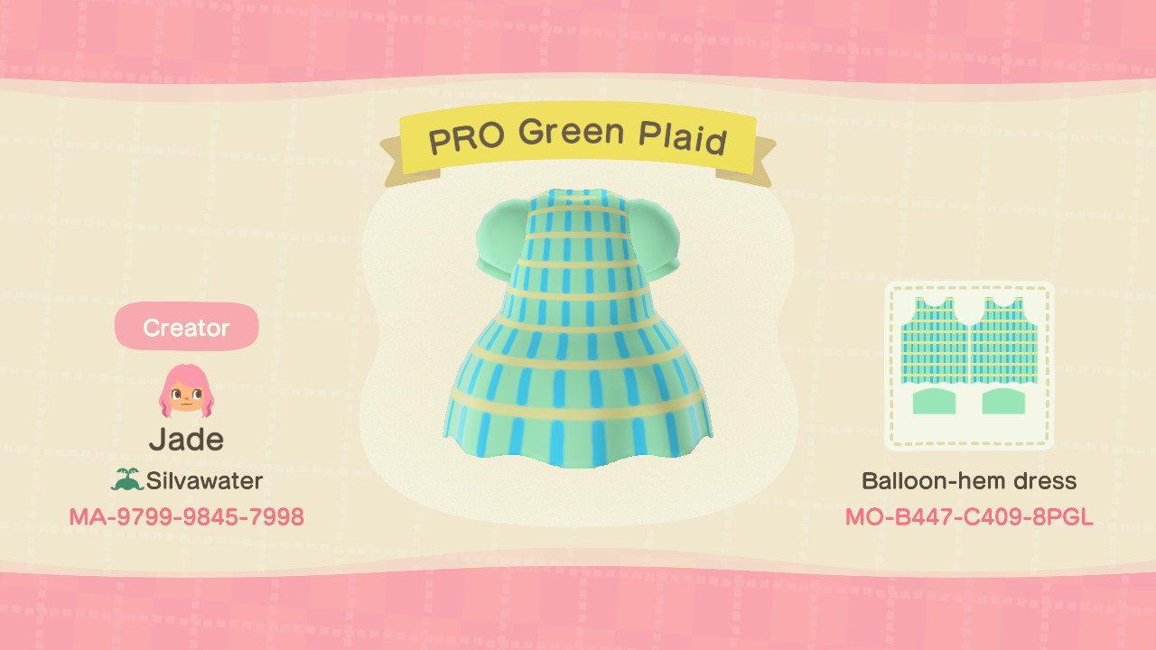 Animal Crossing Design Code: MO-B447-C409-8PGL PRO Green Plaid