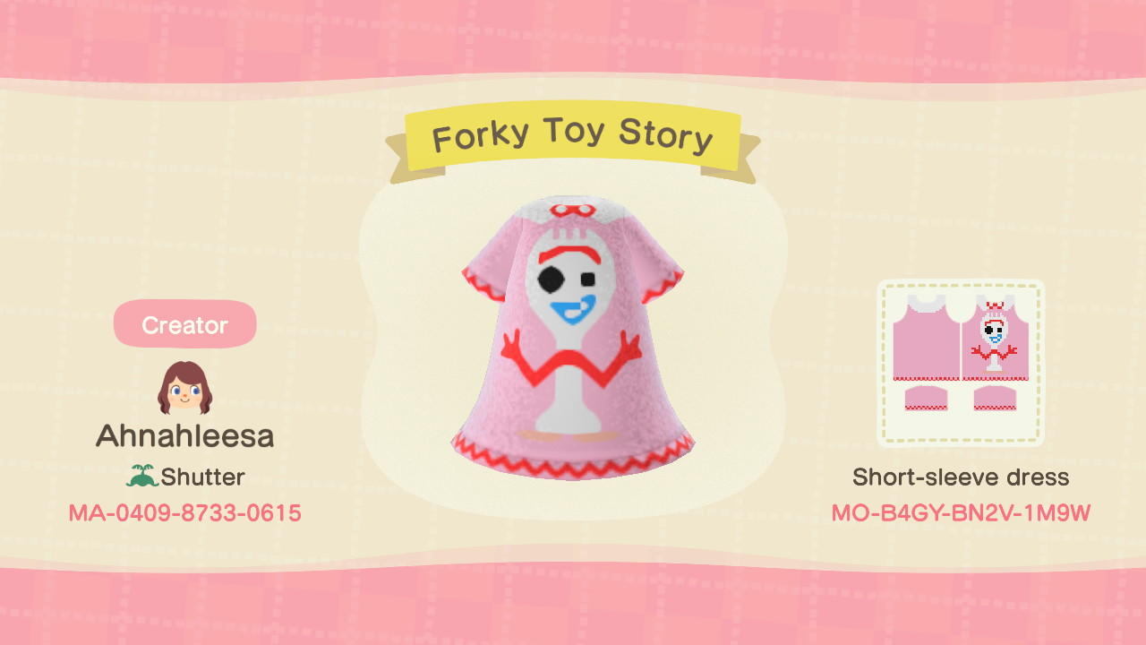 Animal Crossing Design Code: MO-B4GY-BN2V-1M9W Forky Toy Story
