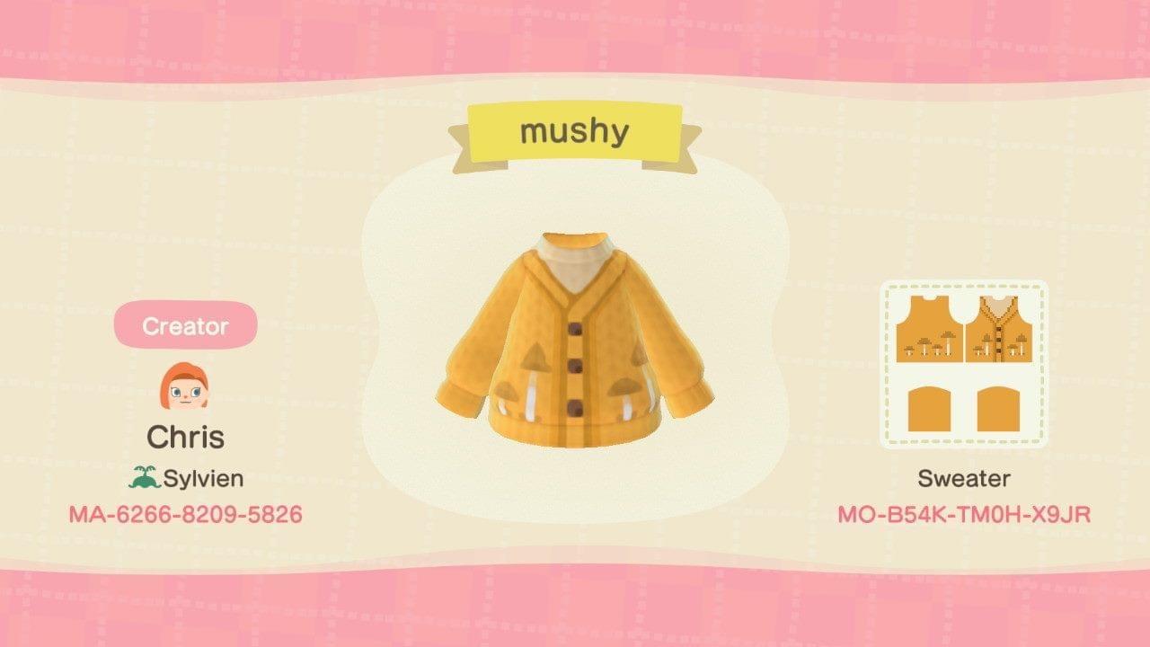 Animal Crossing Design Code: MO-B54K-TM0H-X9JR Mush Sweater