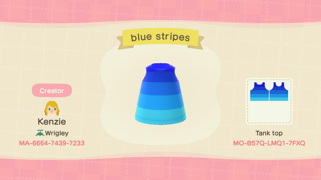 Animal Crossing Design Code: MO-B57Q-LMQ1-7FXQ blue stripes
