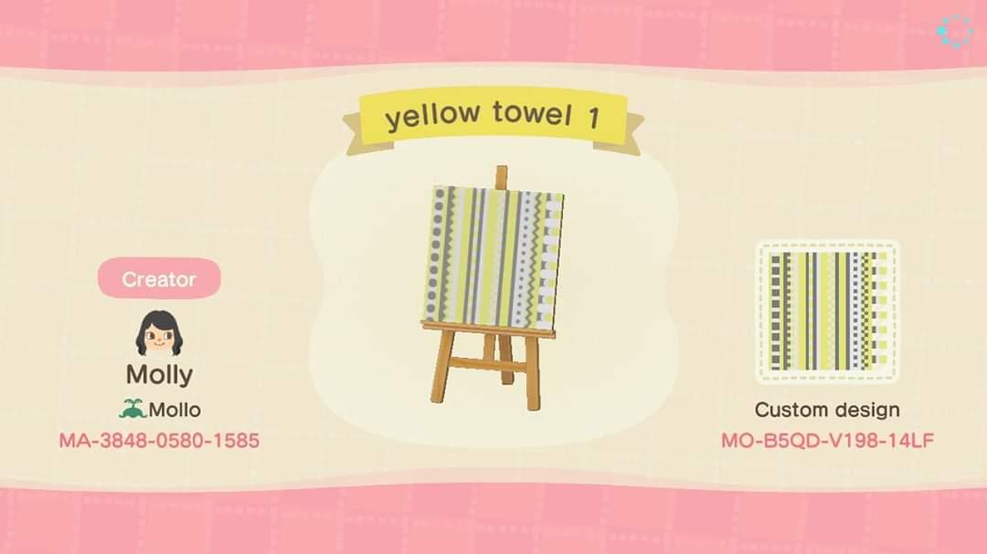 Animal Crossing Design Code: MO-B5QD-V198-14LF Yellow towel 1