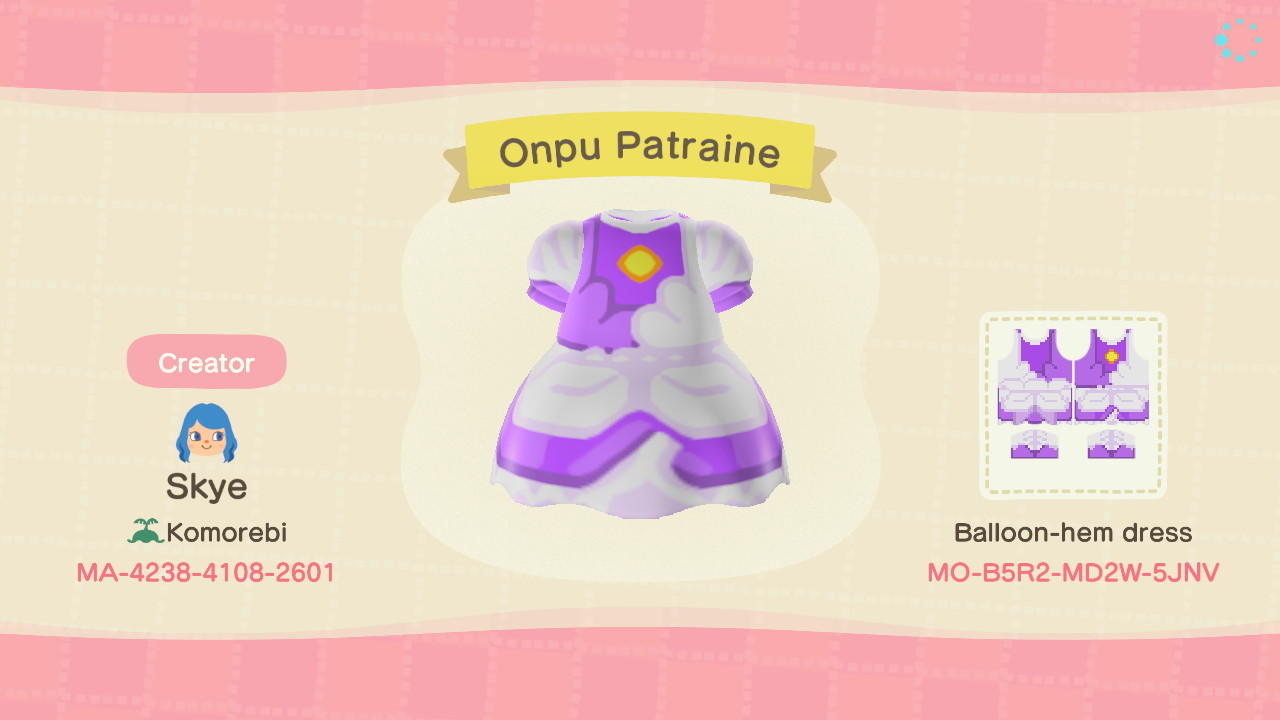 Animal Crossing Design Code: MO-B5R2-MD2W-5JNV Onpu Patraine