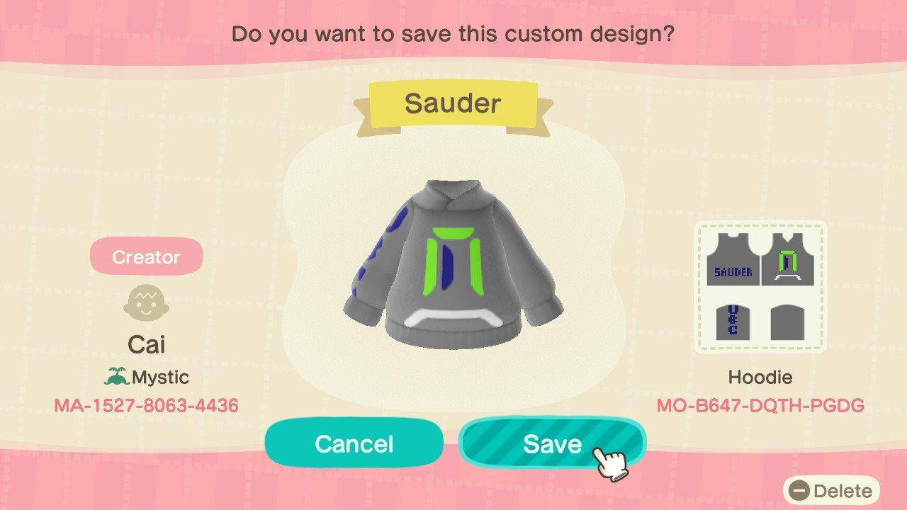 Animal Crossing Design Code: MO-B647-DQTH-PGDG Sauder - UBC