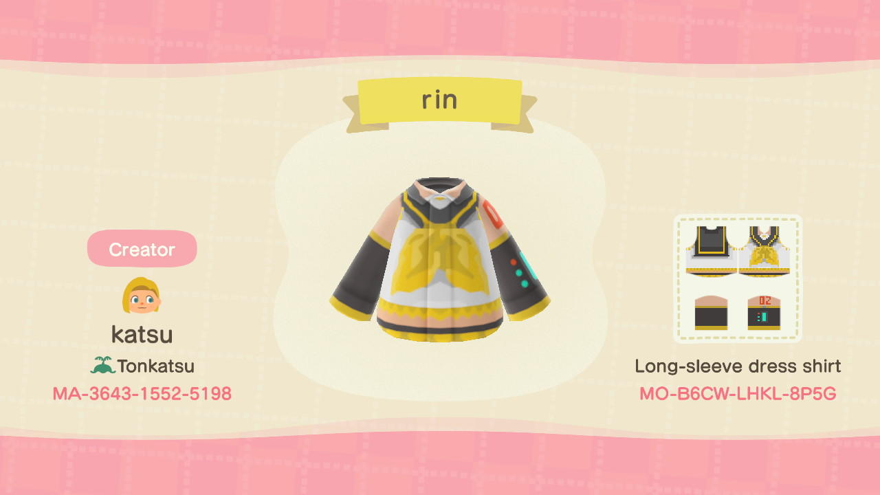 Animal Crossing Design Code: MO-B6CW-LHKL-8P5G Kagamine Rin