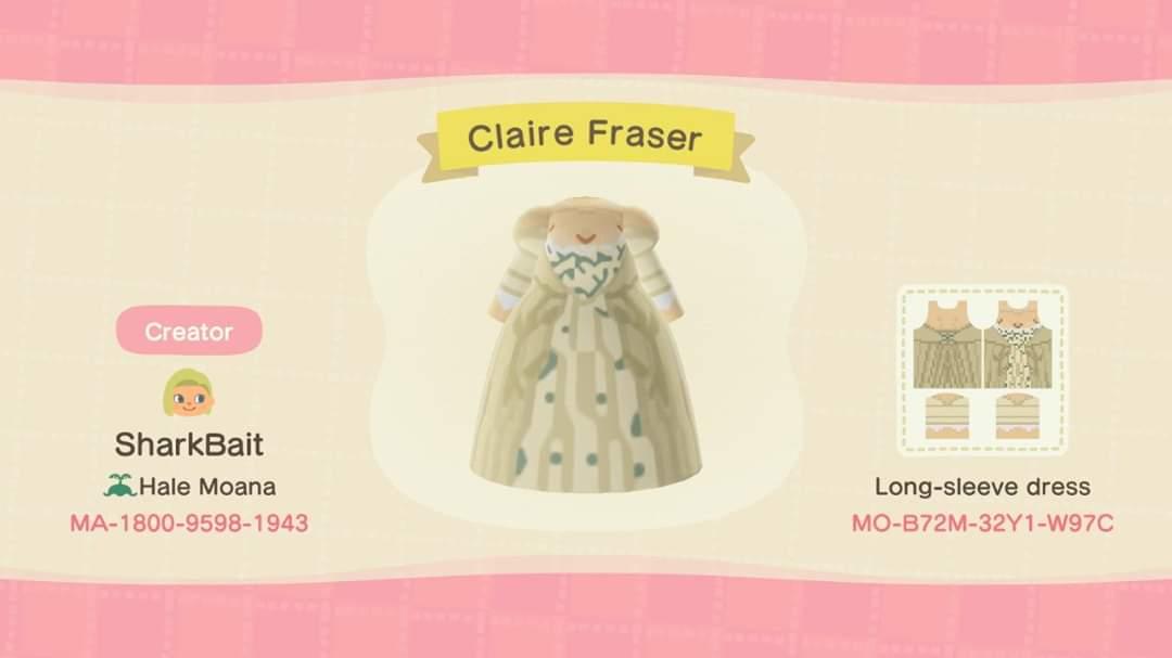 Animal Crossing Design Code: MO-B72M-32Y1-W97C Claire Fraser
