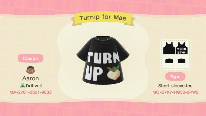 Animal Crossing Design Code: MO-B7K7-HG50-9PW2 Turnip for Mae