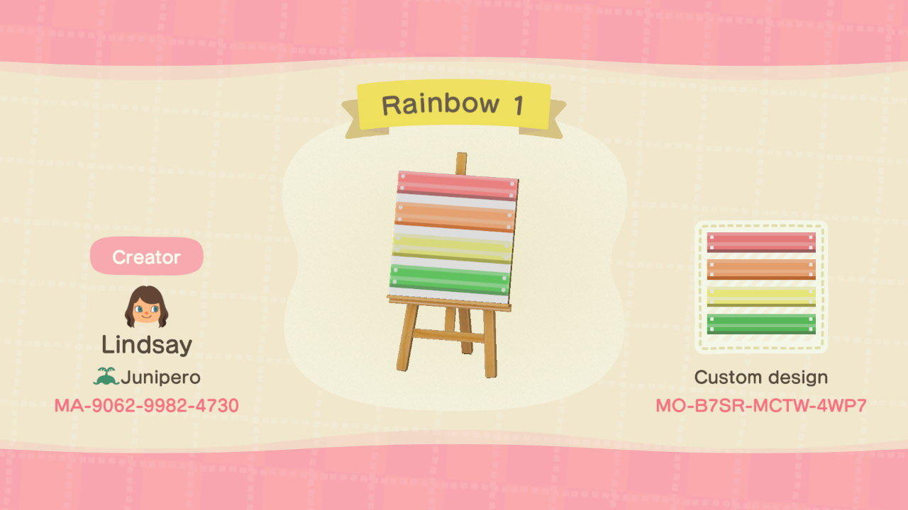 Animal Crossing Design Code: MO-B7SR-MCTW-4WP7 Rainbow 1