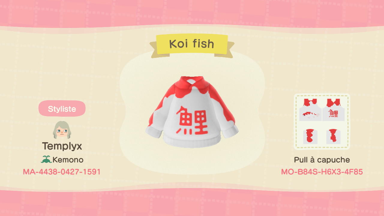 Animal Crossing Design Code: MO-B84S-H6X3-4F85 Koi fish