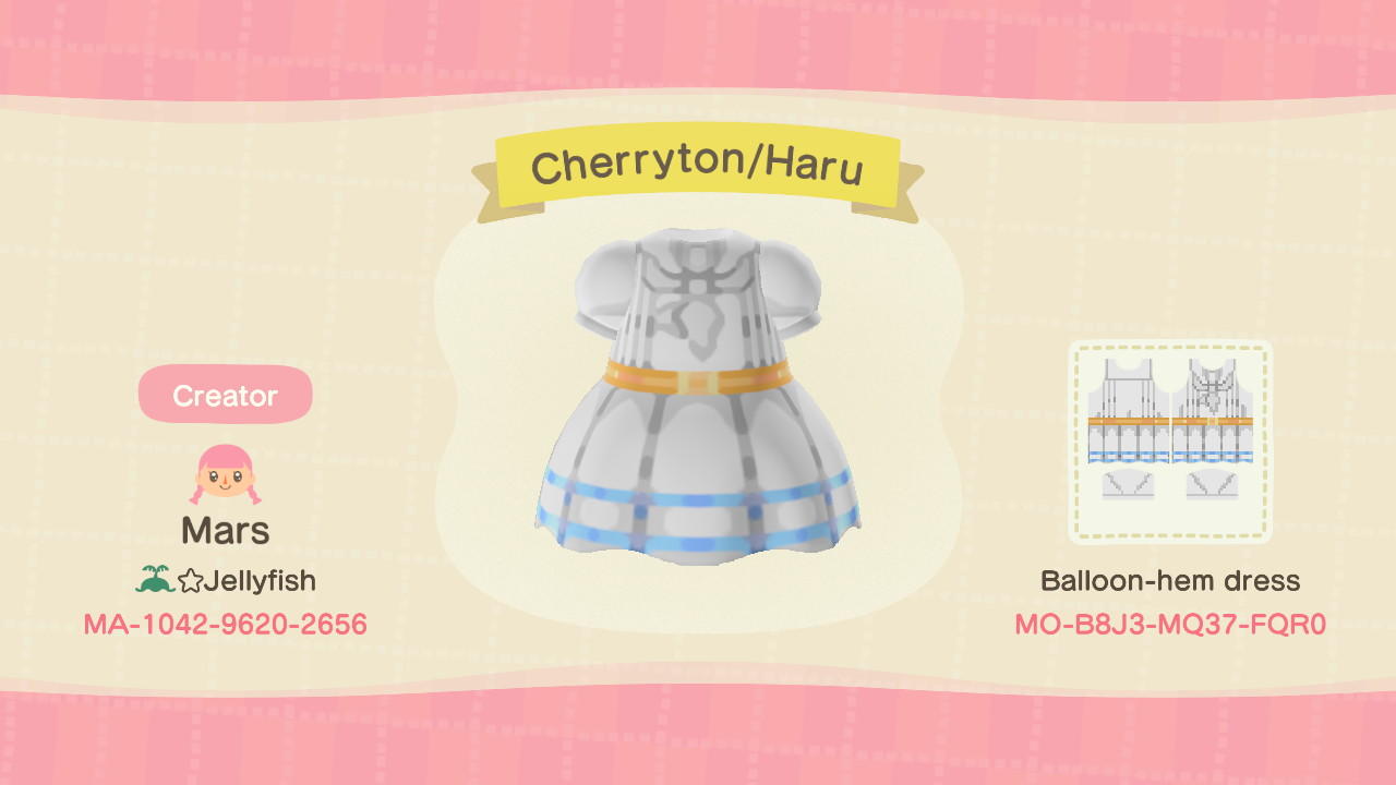 Animal Crossing Design Code: MO-B8J3-MQ37-FQR0 Cherryton/Haru