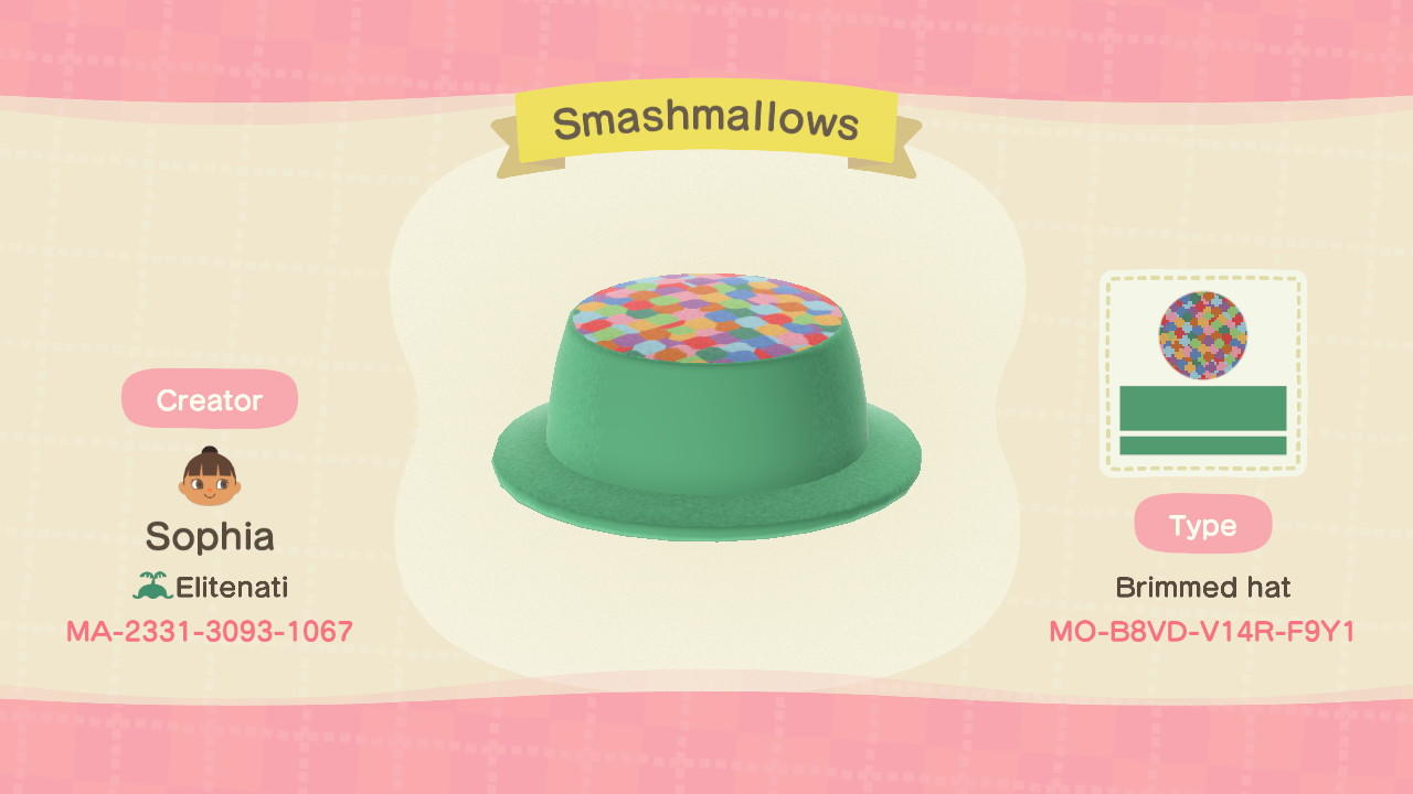 Animal Crossing Design Code: MO-B8VD-V14R-F9Y1 Smashmallows
