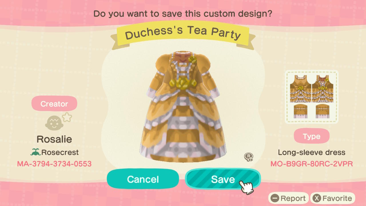 Animal Crossing Design Code: MO-B9GR-80RC-2VPR Duchess’ Tea Party