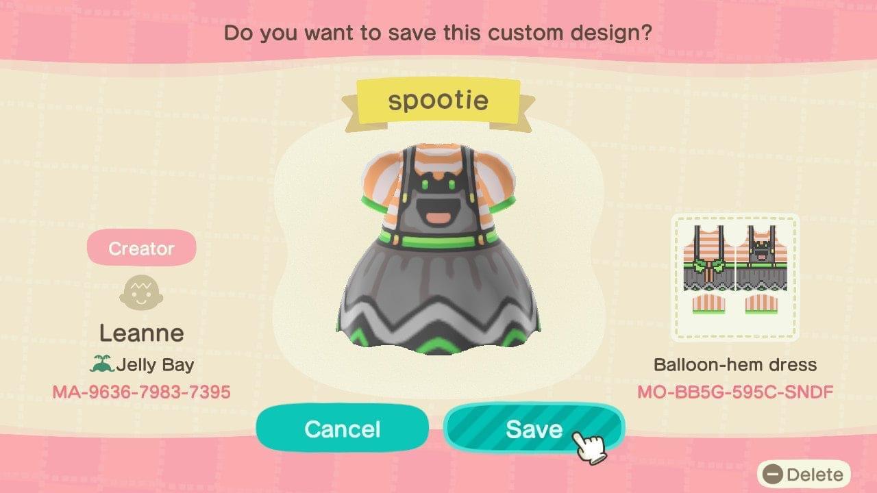 Animal Crossing Design Code: MO-BB5G-595C-SNDF Spootie