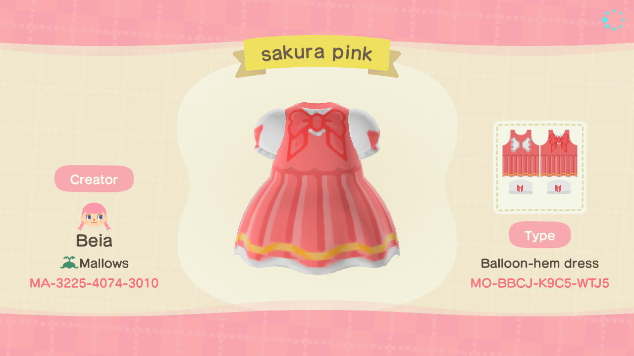 Animal Crossing Design Code: MO-BBCJ-K9C5-WTJ5 Sakura Pink
