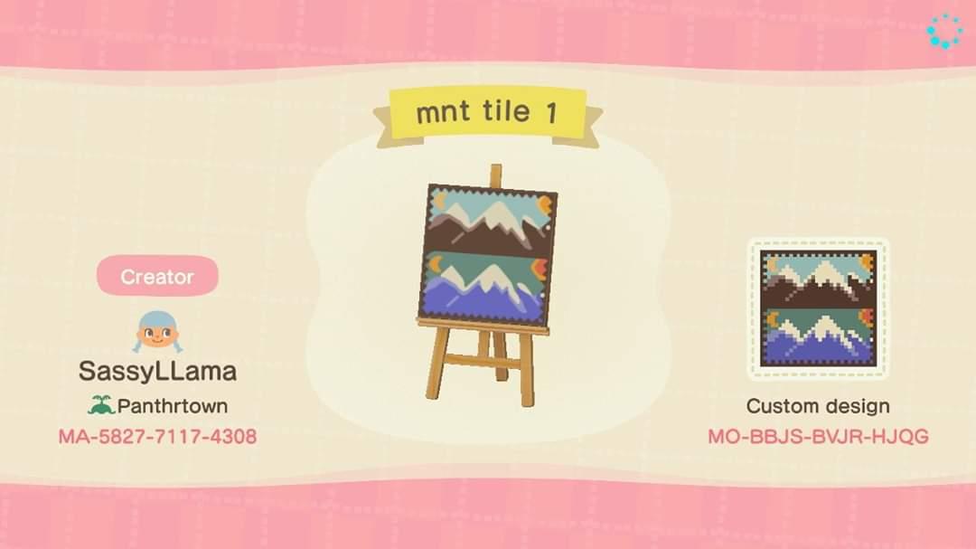 Animal Crossing Design Code: MO-BBJS-BVJR-HJQG Mnts tile 1