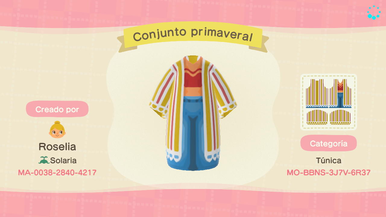 Animal Crossing Design Code: MO-BBNS-3J7V-6R37 Conjunto primaveral
