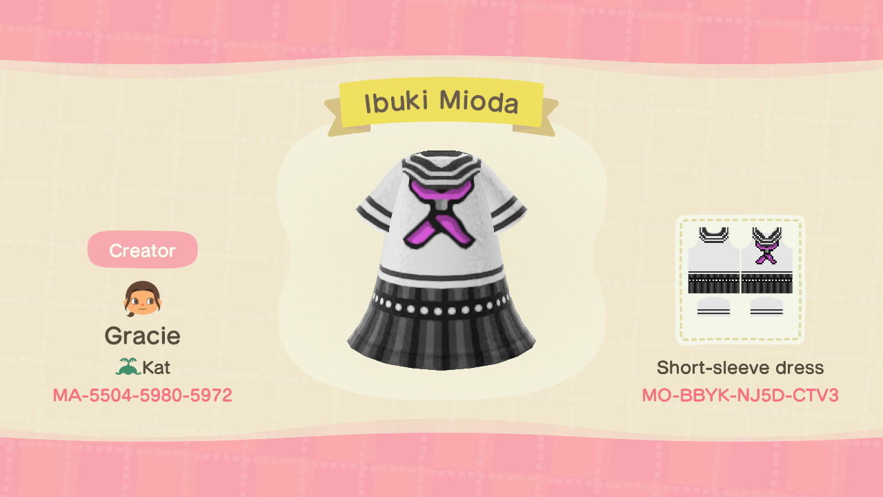 Animal Crossing Design Code: MO-BBYK-NJ5D-CTV3 Ibuki Mioda