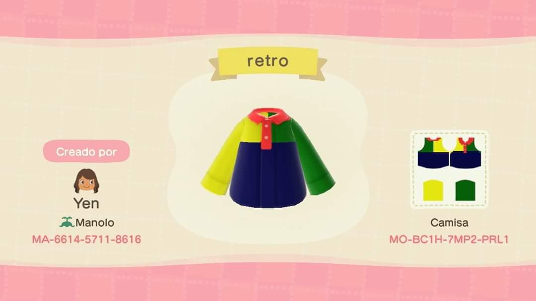 Animal Crossing Design Code: MO-BC1H-7MP2-PRL1 Retro Colors
