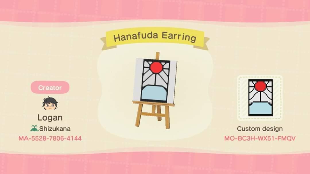 Animal Crossing Design Code: MO-BC3H-WX51-FMQV Hanafuda Earring