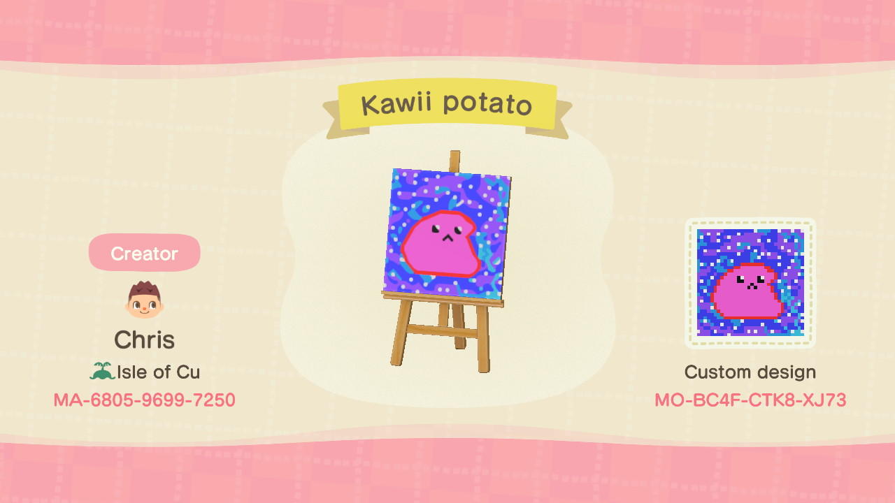 Animal Crossing Design Code: MO-BC4F-CTK8-XJ73 Kawii Potato