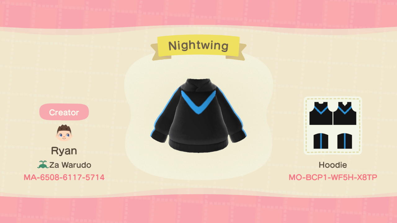 Animal Crossing Design Code: MO-BCP1-WF5H-X8TP Nightwing
