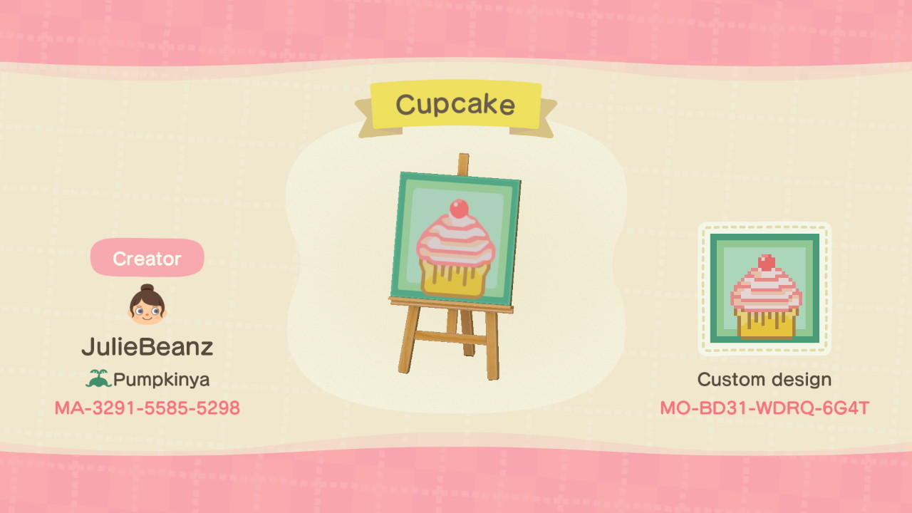 Animal Crossing Design Code: MO-BD31-WDRQ-6G4T Cupcake