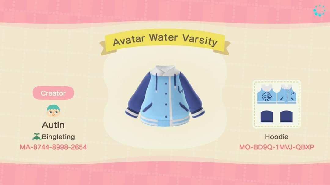 Animal Crossing Design Code: MO-BD9Q-1MVJ-QBXP Avatar Water Varsity