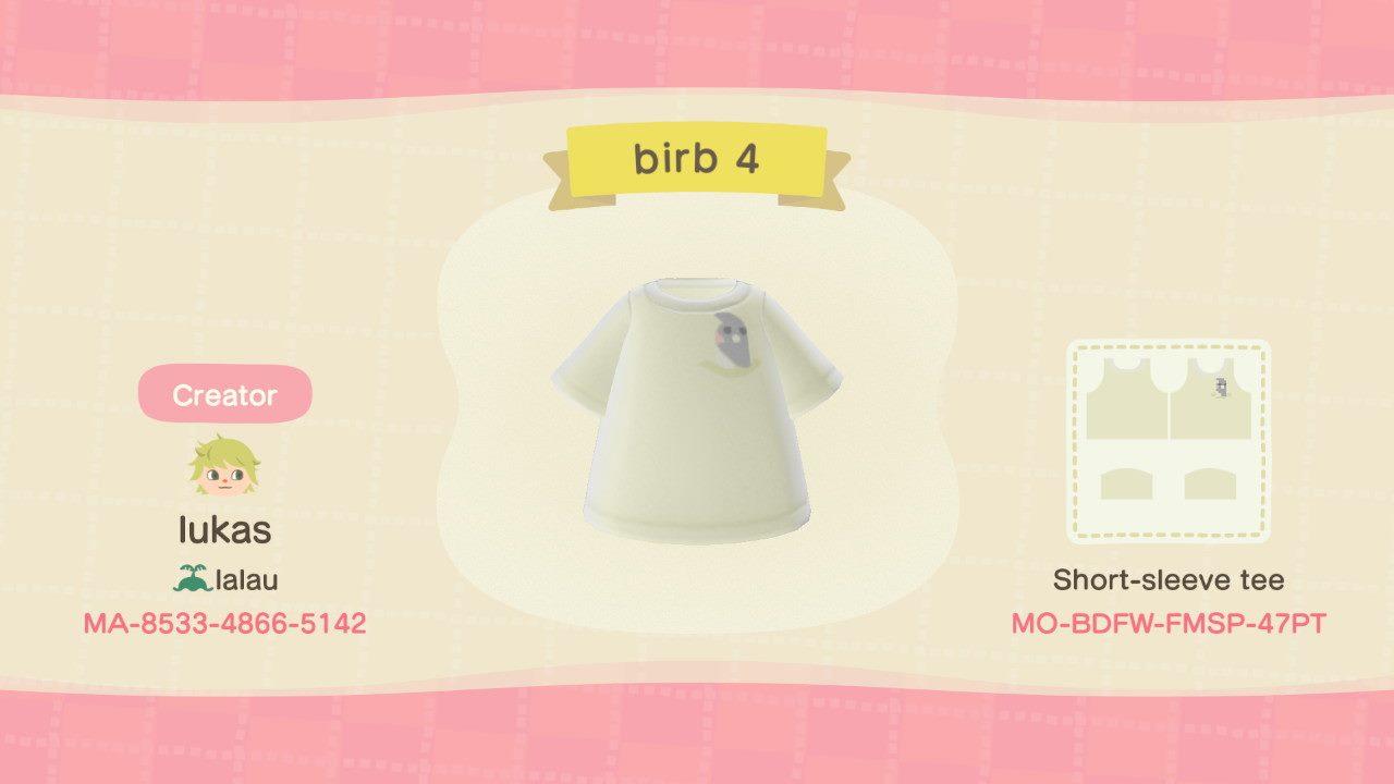 Animal Crossing Design Code: MO-BDFW-FMSP-47PT birb 4